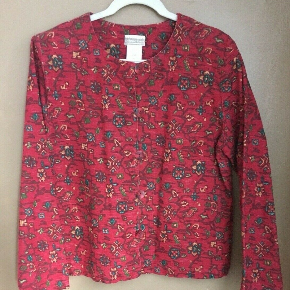 Coldwater Creek Jacket Cotton Linen Floral Small‎